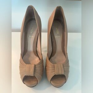 Nude Fendi Platform Peep Toe Pump 38